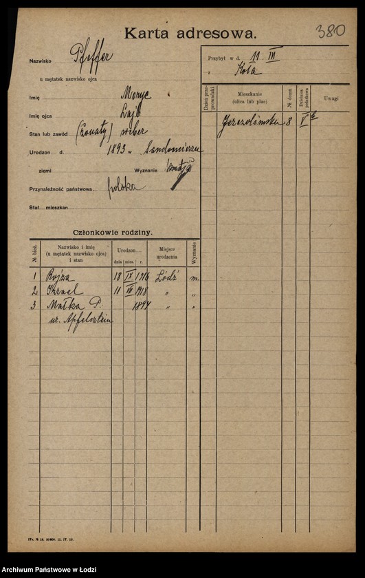 Obraz 15 z jednostki "[Spis ludności Łodzi] Fanelska - Fefer"