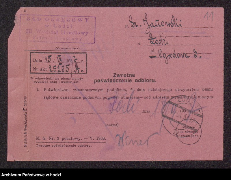 Obraz 13 z jednostki "Szlama Janowski- sprzedaż manufaktury bawełnianej"