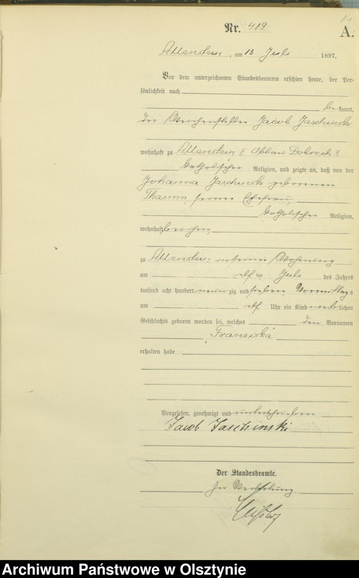 image.from.unit.number "Geburts-Haupt-Register Tom II,Nr 400 - 789"