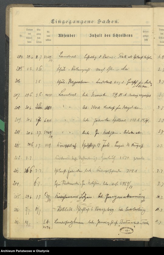 image.from.unit.number "Geschäfts Tagebuch Register der anausgegangenen Schreiben"