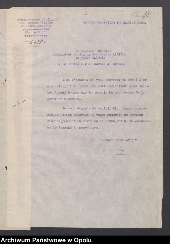 image.from.unit.number "Sorties /Korespondencja własna wychodząca, pisma, zarządzenia, sprawozdania/ 10.07. -28.10.1920"