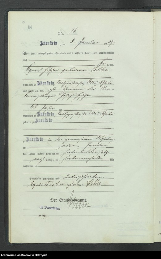 image.from.unit.number "Sterbe-Haupt-Register Tom I, Nr 1-351"