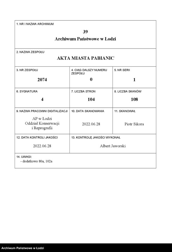 Obraz 1 z jednostki "Księga ławniczo-radziecka miasta Pabianic"