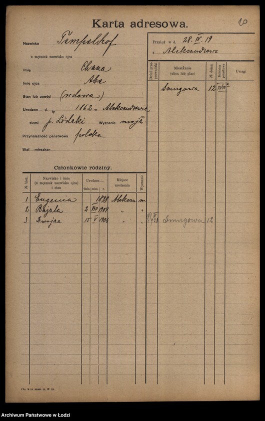 Obraz 12 z jednostki "[Spis ludności Łodzi] Tempelhof - Tenenbaum"