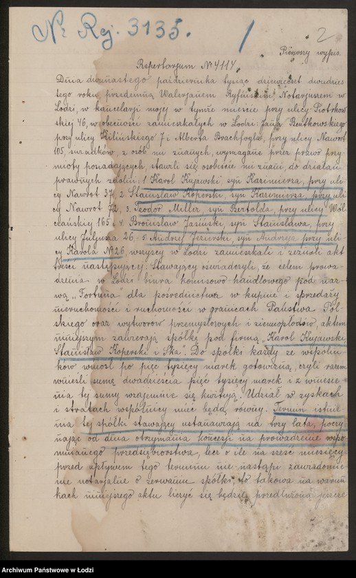 Obraz 4 z jednostki ""Fortuna"- Karol Kujawski, Stanisław Koperski i S-ka- biuro handlowo-komisowe oraz kupno i sprzedaż przetworów przemysłowych i ziemiopłodów"