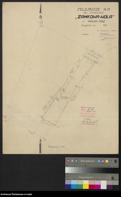 Obraz 1 z jednostki "Feldskizze Nr. 13 der Grundstückes "Zamkowa-Wola" in der Rawa-Mazowiecka"