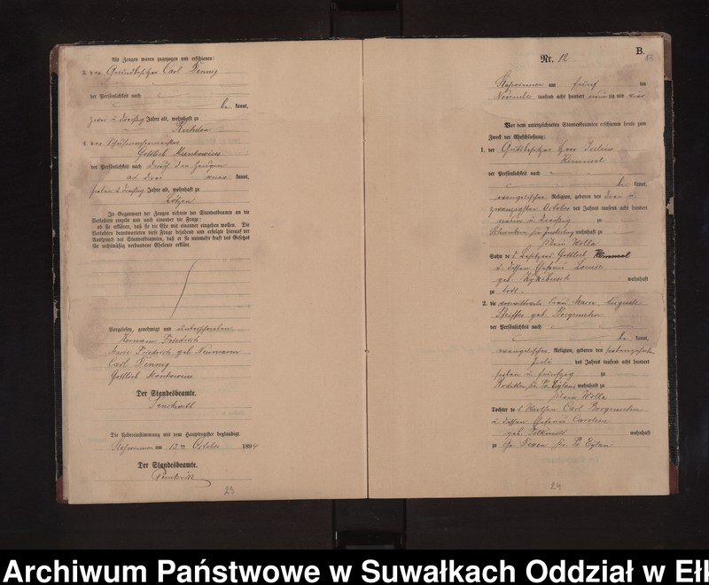 image.from.unit.number "Heiraths-Neben-Register des Preussischen Standes-Amtes Stasswinnen Kreis Lötzen"