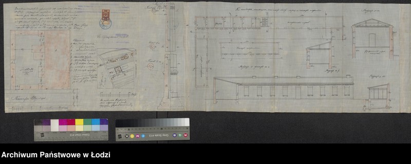 Obraz 19 z jednostki "O postr[ojke] Èdmundom˝ Grau v˝ Lodzi po ulicě Passaž˝ Šul´ca pod˝ N 78/121-1577-1578, kam[ennyh] 1no èt[ažnyh] zdanìj: mehaničeskoj prâdil´ni i mašinnago pokoev˝, dvuh˝ saraev˝, kontory, konûšni, othožih˝ měst˝ i dymovoj truby"