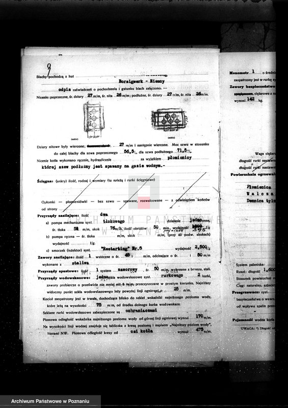 Obraz 13 z jednostki "Młyn parowy w Jarocinie pow. jarociński nr fabr. kotła 892 nr woj. kotła 6431"