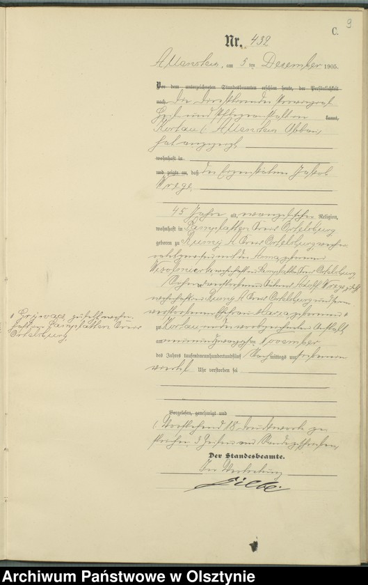 image.from.unit.number "Sterbe-Haupt-Register Tom II, Nr 426-454"