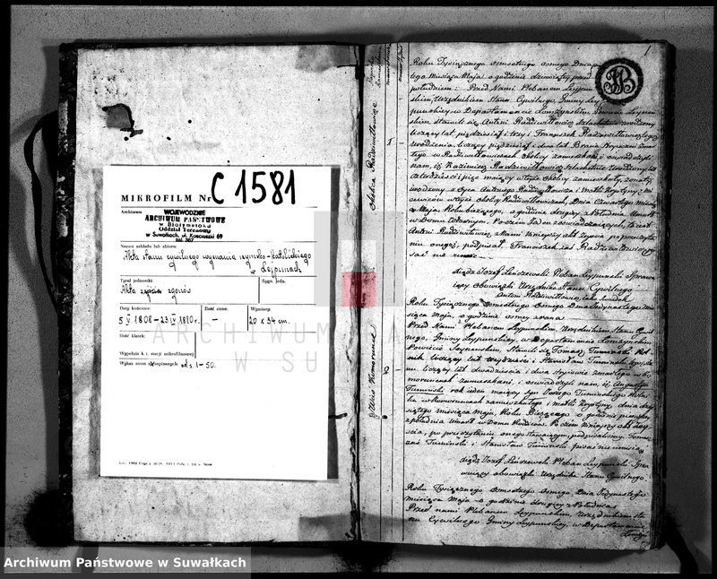 image.from.unit.number "Księga Aktów Cywilnych Zeyscia Gminy Leypuńskiej od Dnia 1-o Maja 1808 R-y zaczęta, a 1-o Maja ukoczona 1809 r."