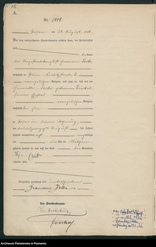 Obraz 14 z jednostki "Księga miejscowa urodzeń tom IV [Rejestr główny urodzeń]"