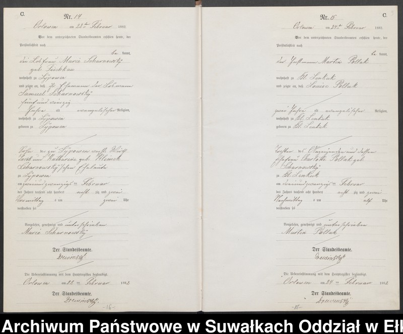 image.from.unit.number "Sterbe-Neben-Register des Preussischen Standes-Amtes [Orlowen] Kreis [Loetzen] für das Jahr 1882"