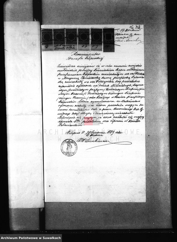 Obraz 20 z jednostki "Dokumenty k aktam brakosočetanîi Jelenievskago Prichoda c 1889 goda."