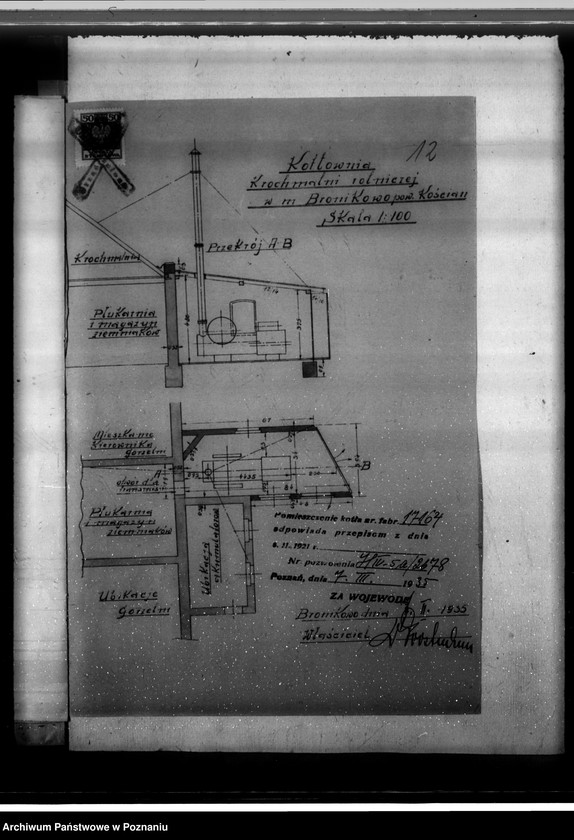 image.from.unit.number "Krochmalnia w Bronikowie pow. kościański W. Forstmann nr woj. kotła 2678"