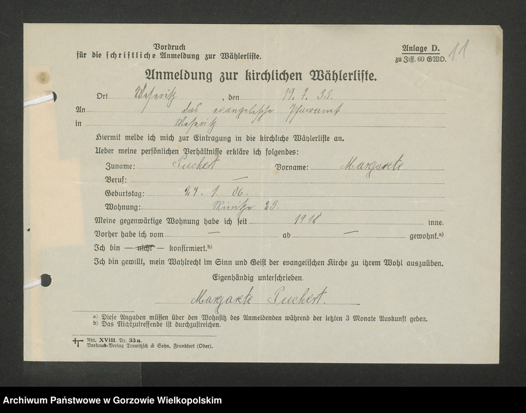 Obraz 14 z jednostki "Anmeldungen zur Wählerliste. Band II"