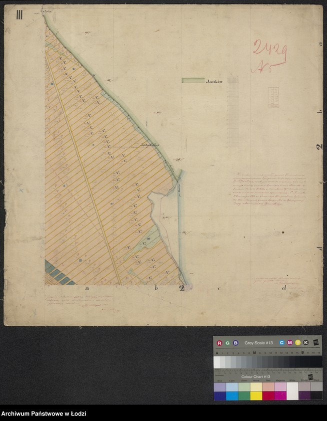 Obraz 3 z jednostki "Plan folwarku i nowej kolonii Popielawy na fundusz Towarzystwa Kredytowego Ziemskiego przy donacji Łaznów przeznaczonych ..."