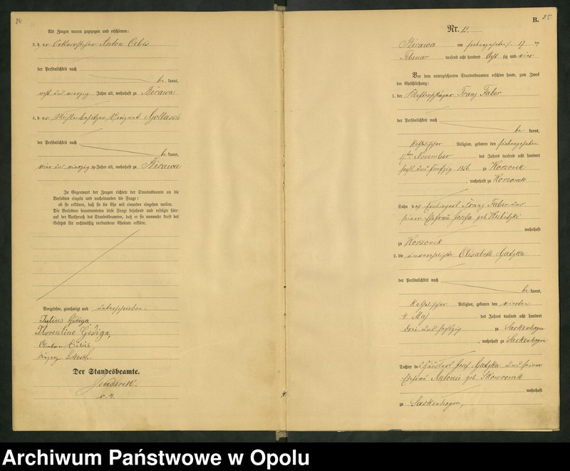 image.from.unit.number "Urząd Stanu Cywilnego Bierawa Księga małżeństw rok 1884-85"