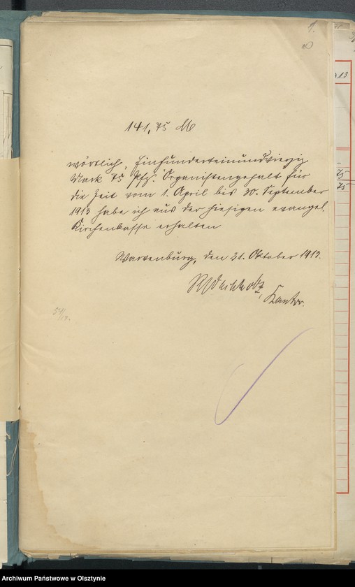 image.from.unit.number "Beläge zur Jahresrechnung der Kirchenkasse zu Wartenburg"