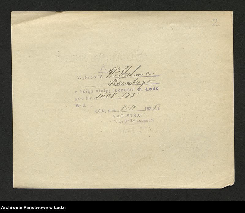 Obraz 4 z jednostki "Dowody metrykalne stałych mieszkańców m. Łodzi nr domu 1408-1408a"