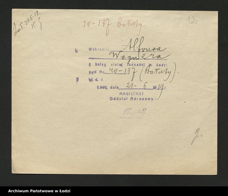 Obraz 14 z jednostki "Dowody metrykalne stałych mieszkańców osady Bałuty nr domu 40-41"