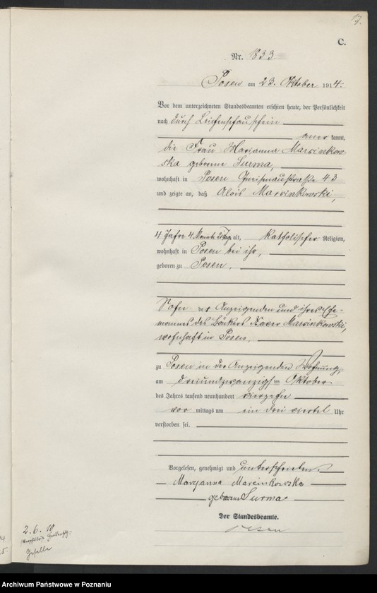 Obraz 19 z jednostki "Księga miejscowa zgonów tom V [Rejestr główny zgonów]"