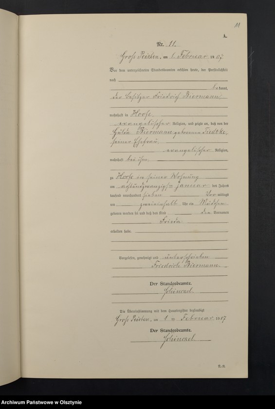 Obraz 13 z jednostki "Geburts-Neben-Register Nr 1 - 35"