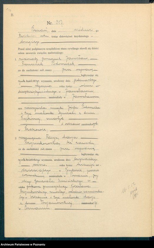 Obraz 18 z jednostki "Księga miejscowa małżeństw tom II [Rejestr główny małżeństw]"