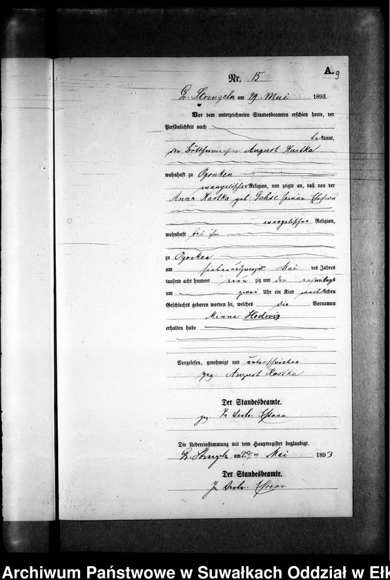 image.from.unit.number "Geburts-Neben-Register des Preussischen Standes-Amtes Gr. Strengeln Kreis Angerburg"