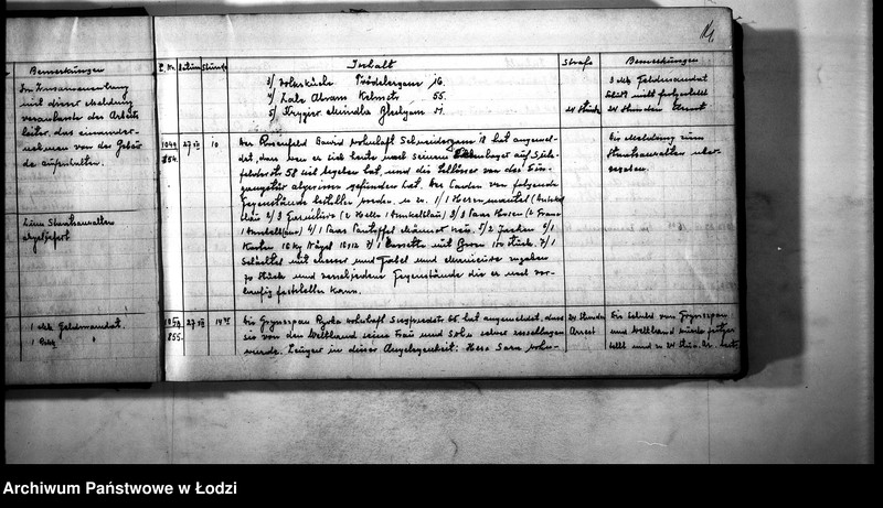 Obraz 16 z jednostki "Meldungs-Buch [Meldunki o wypadkach, przekroczeniach na terenie IV rewiru, o wymierzonych karach]"