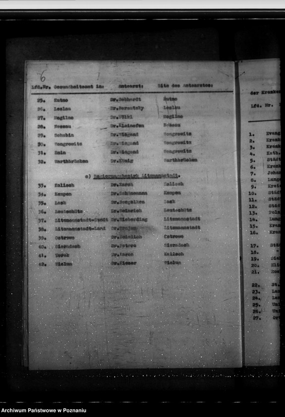 Obraz 10 z jednostki "Verzeichnis der Krankenhäuser, Heil- und Pflegeanstalten im Reichsgau Wartheland"