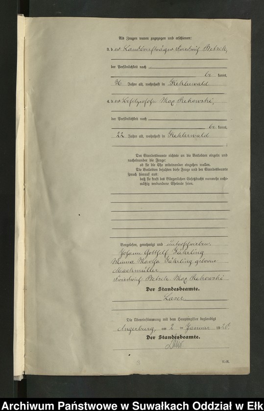 image.from.unit.number "[Heirats - Register (Neben - Register) Standesamt Angerburg einschl. der Bezirke, Gr. Strengeln, Prinowen und Kehlen Kreis Angerburg] No 1 bis 49"