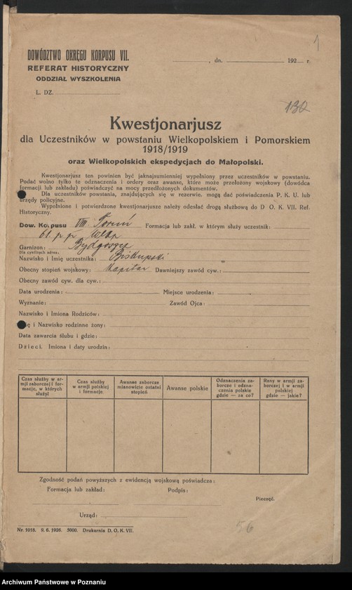 Obraz 3 z jednostki "Materiały organizacyjne dotyczące historii Powstania Wielkopolskiego."