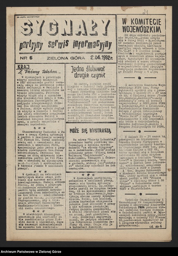 image.from.unit.number "Sygnały. Partyjny Serwis Informacyjny; numery: 2-6, 9, 11, 13, 19, 21, 23-24, 30, 34-35, 40 z 1982 roku, 107, 109-110 z 1983 roku"