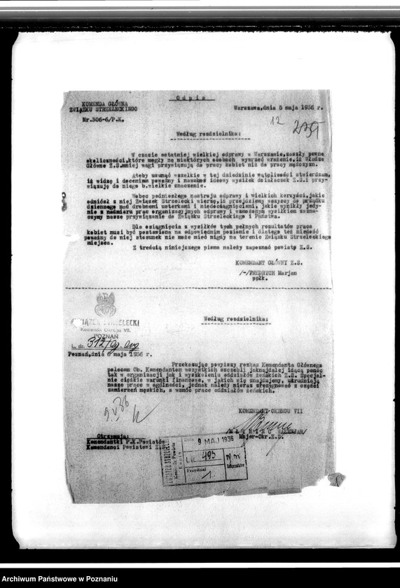 Obraz 17 z jednostki "Komunikaty i korespondencja Komendy Powiatowej Związku Strzeleckiego w Koninie z władzami nadrzędnymi - Komenda Okręgu. Komenda Główna w sprawach organizacyjnych i personalnych"