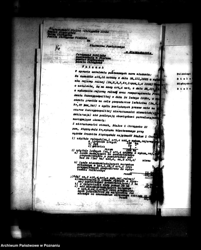 Obraz 20 z jednostki "Majątek Białcz powiat międzychodzki wyłączenie z art. 4/5 ustawy o reformie rolnej Dr Wilhelm Schlinke"