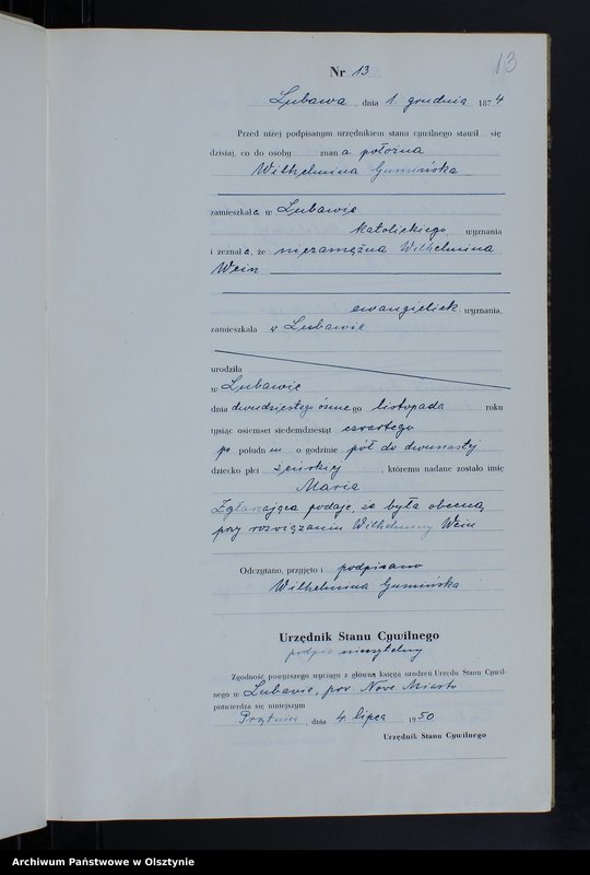 image.from.unit.number "Księga urodzeń Nr 1 - 18,1 - 46,1 - 47,1 - 49,1 - 52 i 1 - 51/przepisana w języku polskim z oryginału niemieckiego w dniach 18.06.1950 - 7.08.1950/"