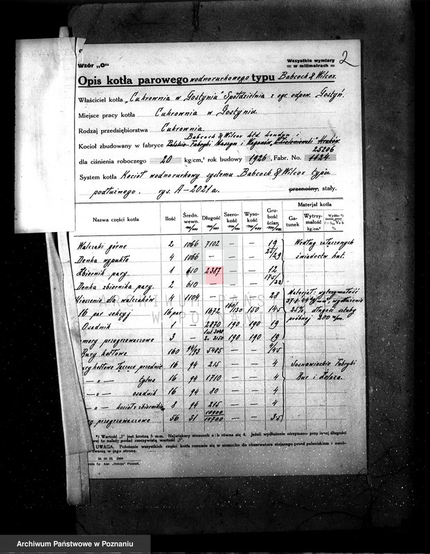 Obraz 6 z jednostki "Cukrownia w Gostyniu nr woj. kotła 1427"