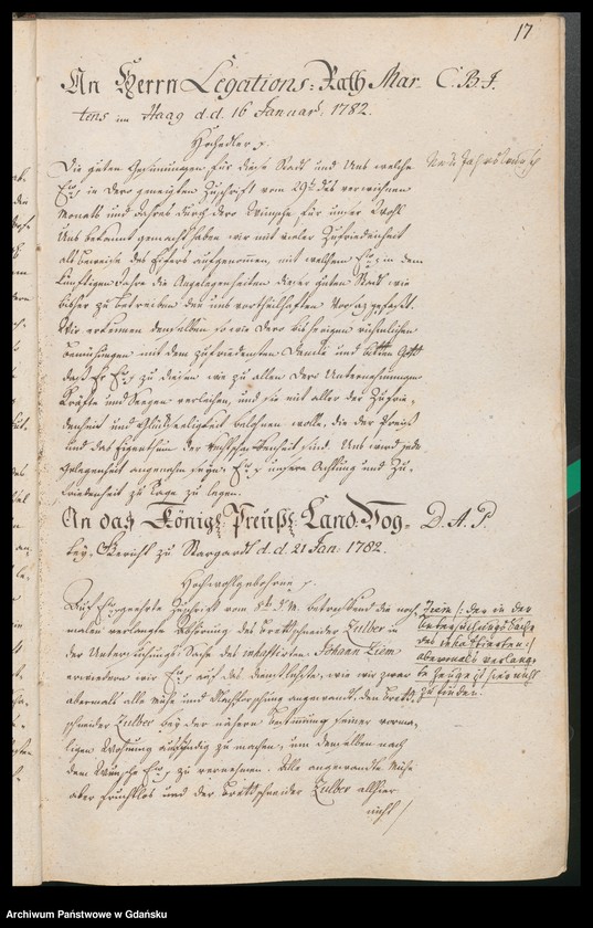 image.from.unit.number "[Liber missivarum]. Register über vorstehende Briefe von Jahr 1782. Register derer an welche vorstehende Briefe geschrieben worden vom J. 1782"