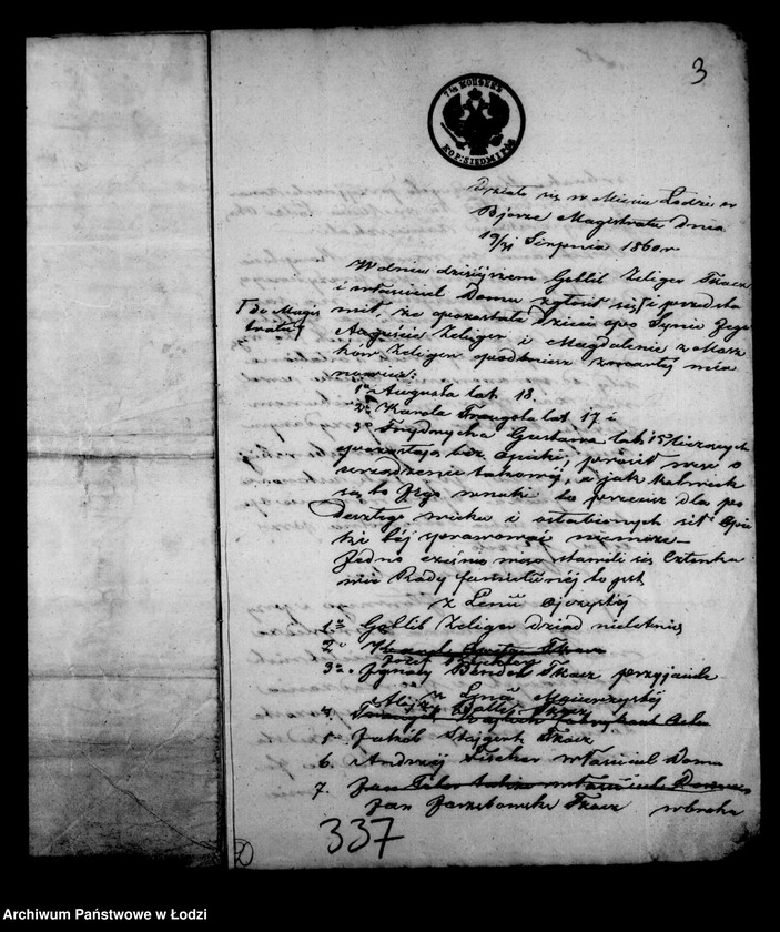 Obraz 7 z jednostki "Akta tyczące się ustanowienia opieki nad nieletnimi Augustem, Karolem, traugotem i Frydrychem Gustawem Zeliger po zmarłym Auguście i Magdalenie z Maszków małżonkach Zeliger"