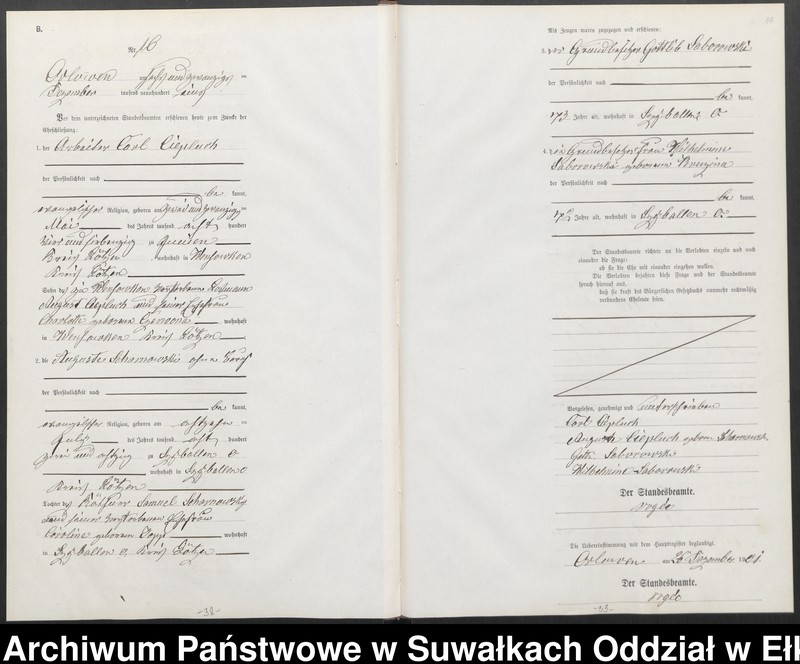 image.from.unit.number "Heiraths-Neben-Register des Preussischen Standes-Amtes Orlowen Kreis Loetzen"