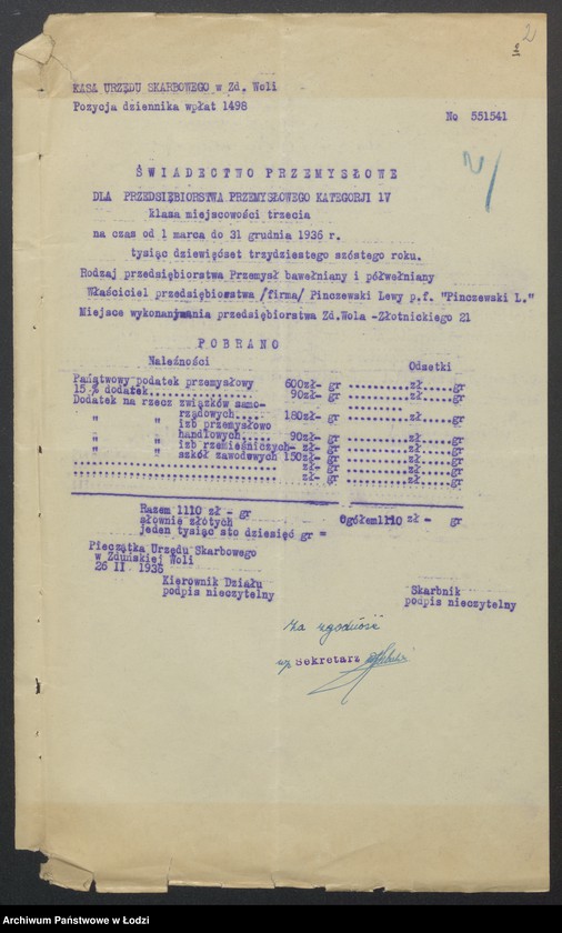 Obraz 4 z jednostki "Lewi Pińczewski – przemysł wełniany i półwełniany sprzedaż w Łodzi"