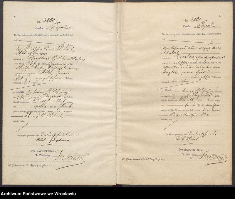 image.from.unit.number "Geburts-Haupt-Register Breslau I 1911 Band 9"