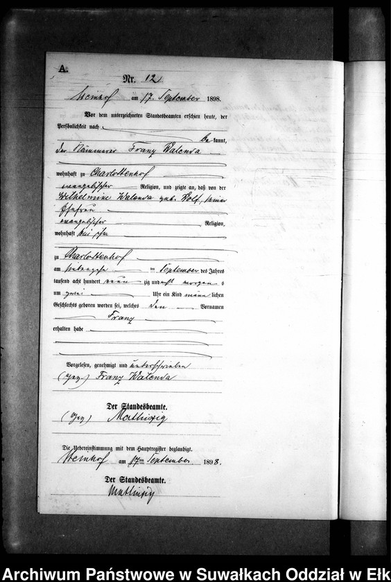 image.from.unit.number "Geburts-Neben-Register des Preussischen Standes-Amtes Gr. Strengeln Kreis Angerburg"