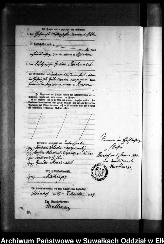 image.from.unit.number "Heiraths-Neben-Register des Preussischen Standes-Amtes Gr. Strengeln Kreis Angerburg"