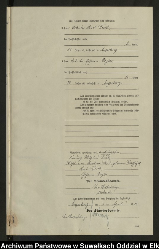 image.from.unit.number "B2. Heirats - Register (Neben - Register) Standesamt Angerburg einschl. der Bezirke Prinowen, Gr. Strengeln, Kehlen und Prinowen Kreis Angerburg"