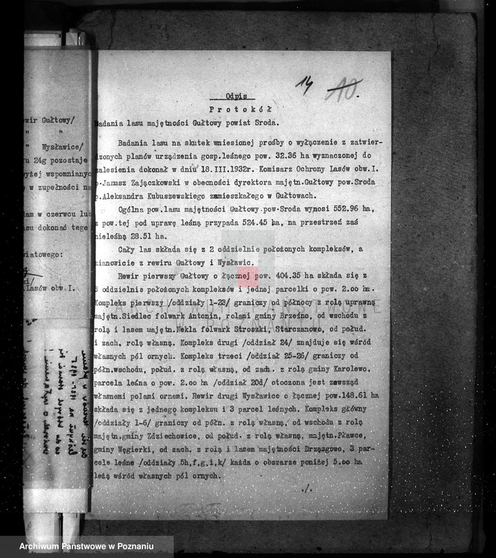 Obraz 18 z jednostki "Nadzór nad gospodarką w lasach majętności Gułtowy powiat średzki"