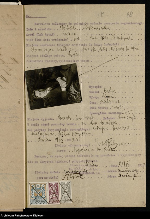 Obraz 4 z kolekcji "Wnioski o paszporty zagraniczne rok 1919111"