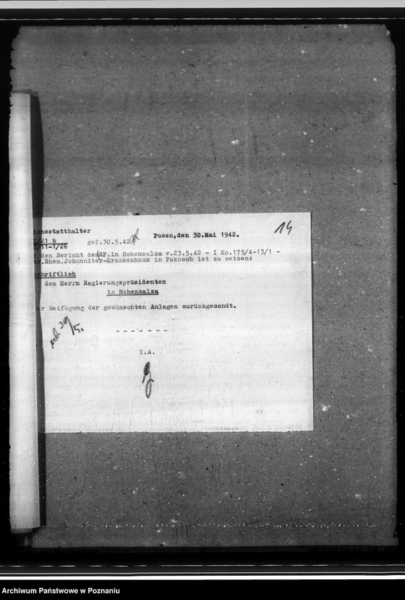 Obraz 18 z jednostki "Finanzsachen des Kreises Mogilno. Ehemaliger Johanniter Krankenhaus in Pakosch. Leistungen der Kreise an die Partei"