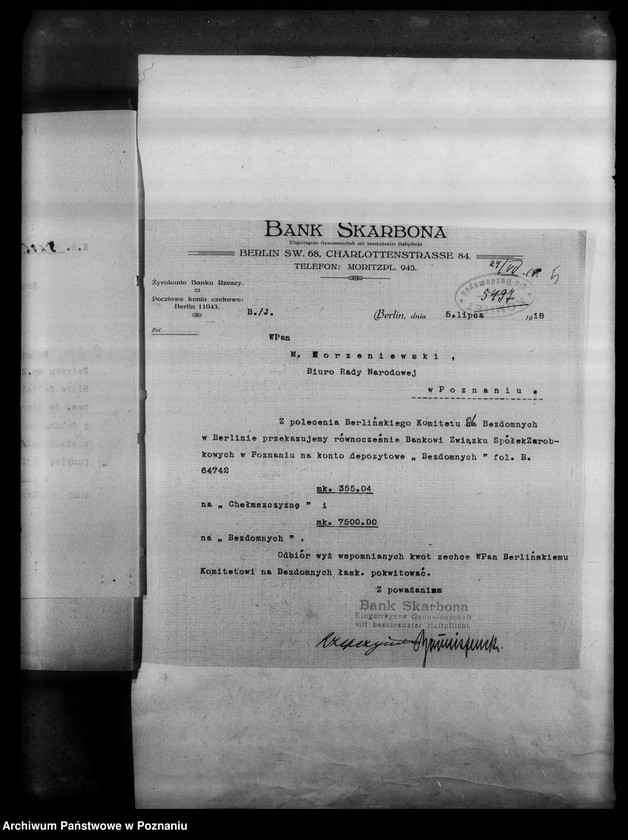 Obraz 9 z jednostki "Korespondencja Komitetu dla Bezdomnych w Berlinie w sprawie pomocy materialnej dla Polaków w Niemczech."